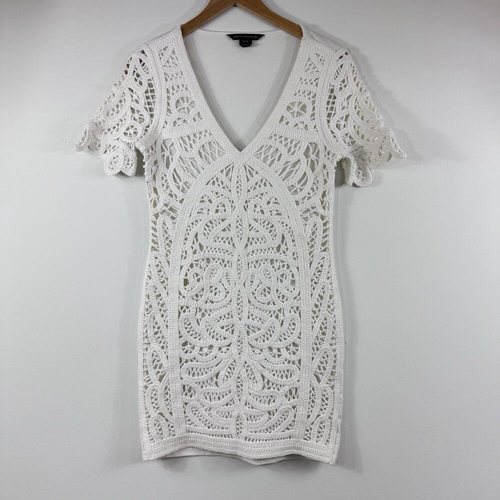 Women’s White Crochet Dress Size 6 French Connection Bridal Shower Graduation